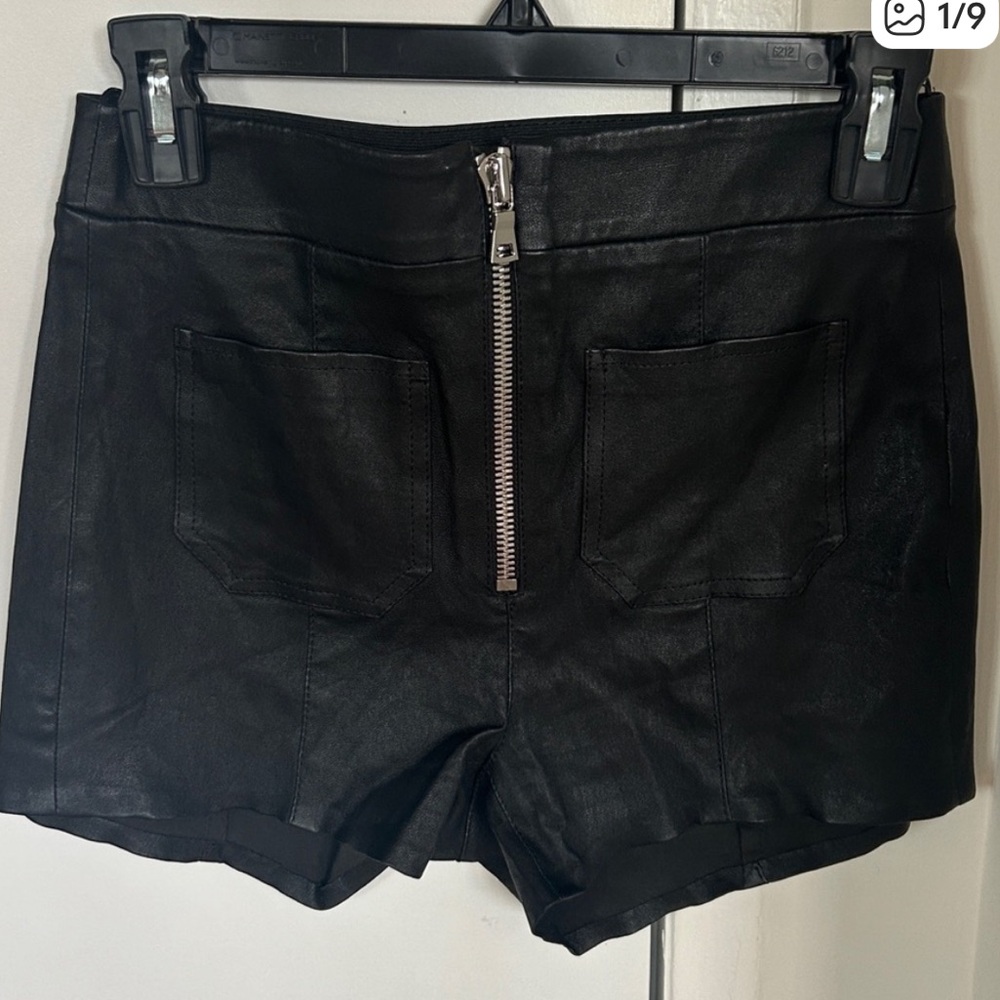SPRWMN black leather shorts